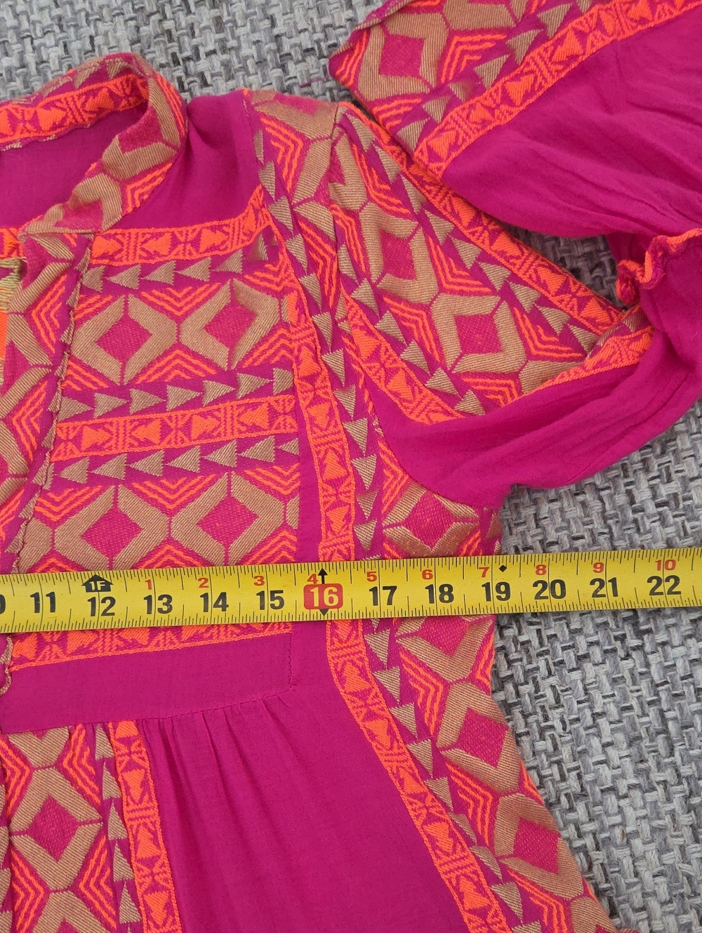 Lace The Label Fuchsia & Orange Geometric Embroidered Boho Mini Dress M EUC - Picture 8 of 15